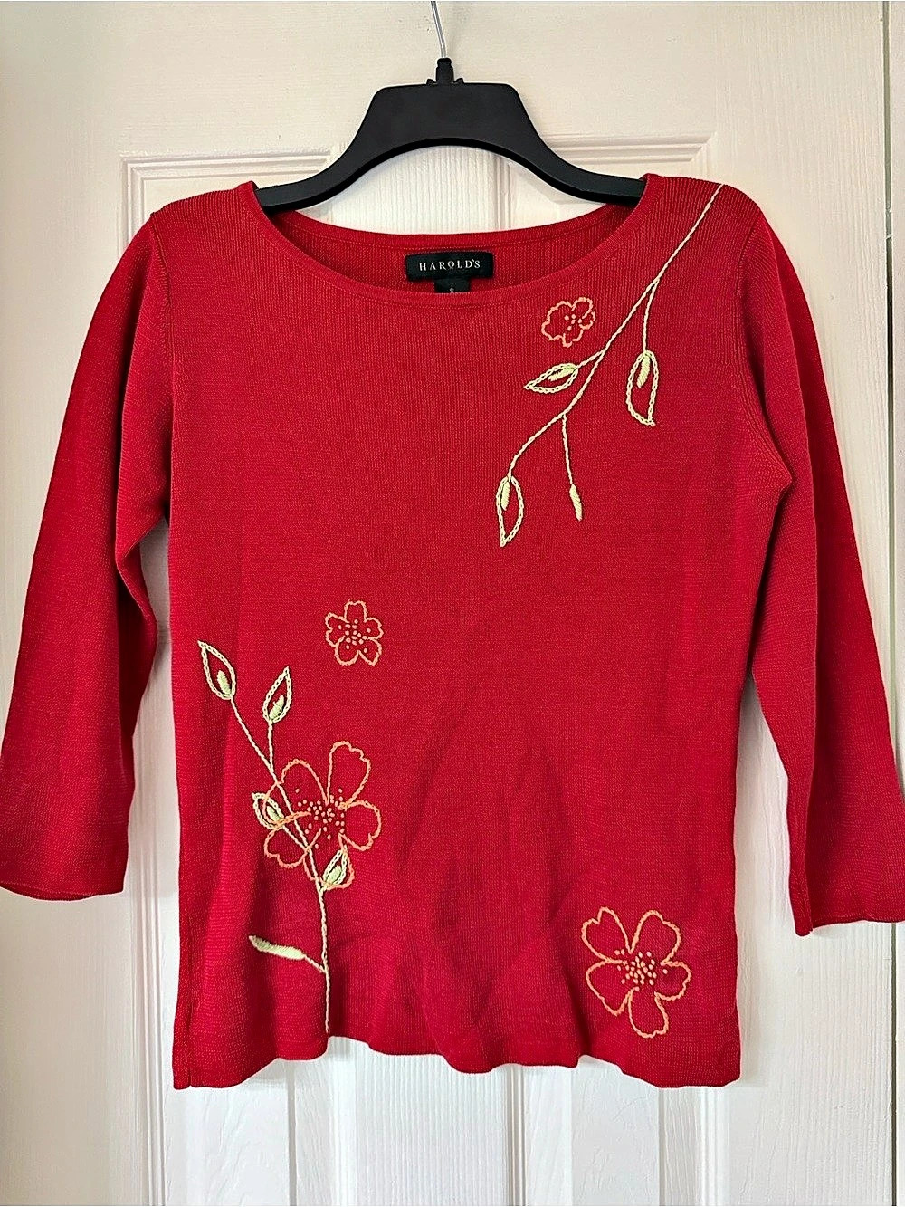 Harold'Small Floral Cotton Sweater Size Small
